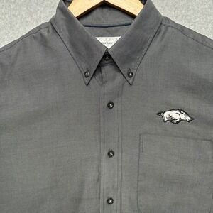 Cutter & Buck Mens Arkansas Razorbacks Button Down Shirt Gray Long Sleeve Large